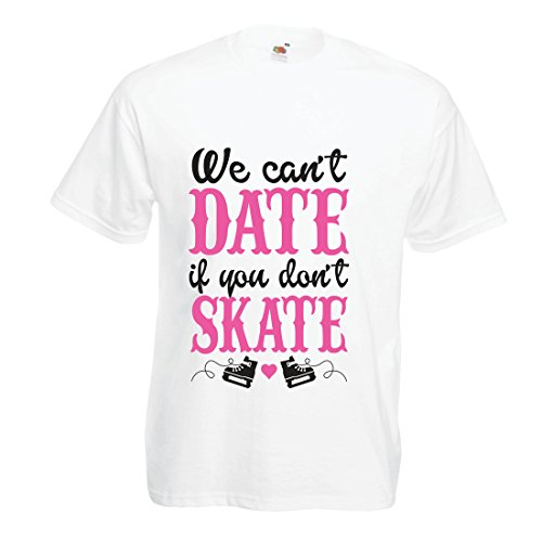 lepni.me Camisetas Hombre No Skate, No Date - diseño de Citas Divertidas, Regalo te Amo (Medium Blanco Multicolor)
