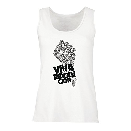 lepni.me Camisetas sin Mangas para Mujer Viva La Revolución Protesta Política Derechos Civiles Libertad y Justicia (Small Blanco Multicolor)
