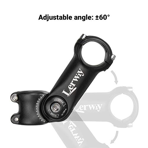 LERWAY Vástago de Manillar para Bicicletas Potencia Elevador de Manillar Accesorios 0~60° Ajustable MTB Bicicletas Adaptador de Manillar Componentes de Aleación de Aluminio (31,8mm)