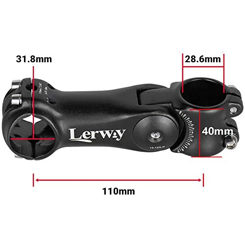 LERWAY Vástago de Manillar para Bicicletas Potencia Elevador de Manillar Accesorios 0~60° Ajustable MTB Bicicletas Adaptador de Manillar Componentes de Aleación de Aluminio (31,8mm)