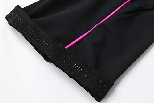 Letook Pantalones Ciclismo Mujer Cortos, Pantalon Corto de Bicicleta Gel Acolchado Profesional Verano Primavera Línea Rosa L