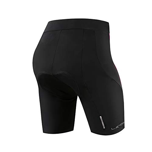 Letook Pantalones Ciclismo Mujer Cortos, Pantalon Corto de Bicicleta Gel Acolchado Profesional Verano Primavera Línea Rosa L