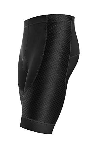 Letook Pantalones Cortos Ciclismo para Hombres Bicicleta Traspirable con Gel Acolchado Anti-UV y Cómodo(Negro&Gris,L)