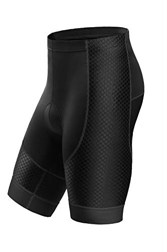 Letook Pantalones Cortos Ciclismo para Hombres Bicicleta Traspirable con Gel Acolchado Anti-UV y Cómodo(Negro&Gris,L)