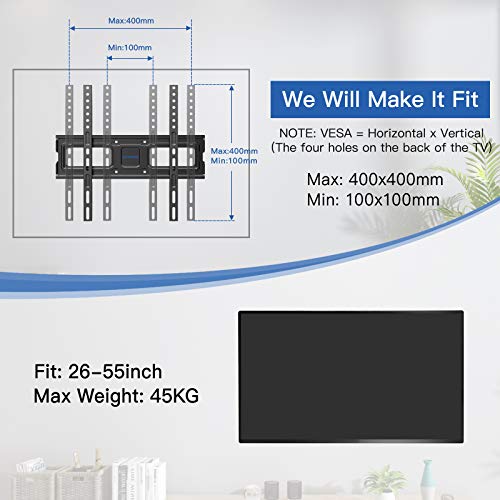 Letsergo Soporte de Pared para TV para Televisores de 26 a 55 pulgadas, Soporte de Pared Giratorio Inclinable y Extendido para Televisor, Soporte para TV de VESA máximo de 400x400 mm, hasta 45 kg