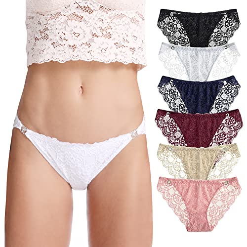 Levao Bragas Mujer Culotte de Sexy y Cómoda Ropa Interior, Braga Hipster Encaje para Mujeres（Pack de 6） XL