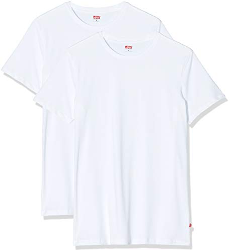 Levi's Levis Men Solid Crew 2P Camiseta, Blanco (White 300), Medium (Pack de 2) para Hombre