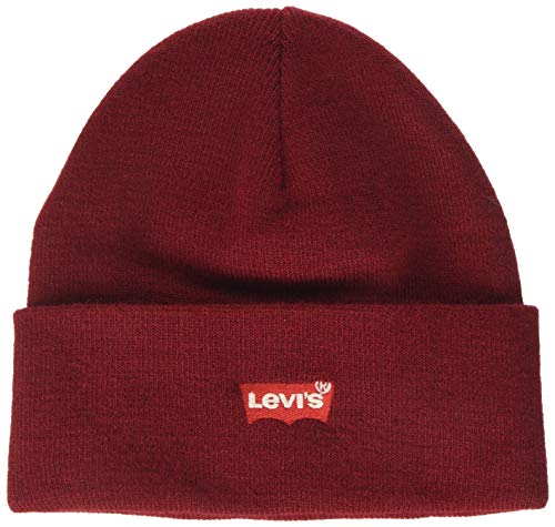 Levi's Red Batwing Embroidered Slouchy Beanie Gorro de punto, Rojo (Dark Bordeaux 84), Talla única (Talla del fabricante: UN) para Hombre