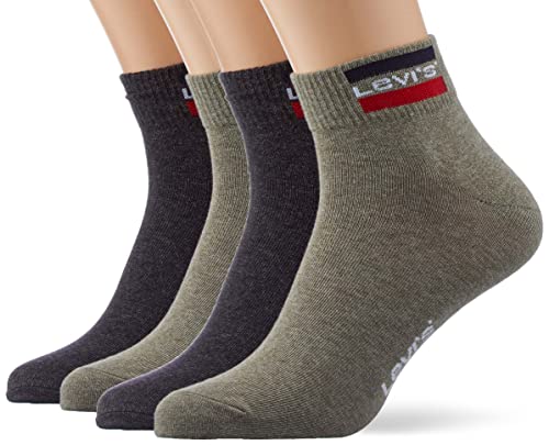 Levi's Sportswear Mid Cut Socks Calcetines Corte Medio con Logo Deportivo, Dark Green Combo, 43 Regular Unisex Adulto
