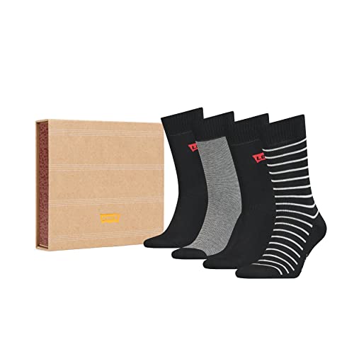 Levi's Stripe Men's Cut Socks Gift Box Caja de Regalo de Calcetines de Corte Hombre a Rayas, Black Combo, 43 Regular