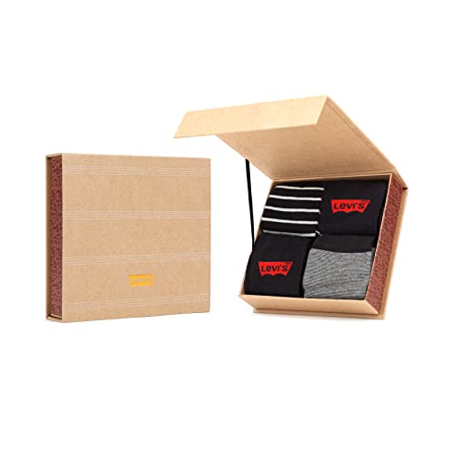 Levi's Stripe Men's Cut Socks Gift Box Caja de Regalo de Calcetines de Corte Hombre a Rayas, Black Combo, 43 Regular