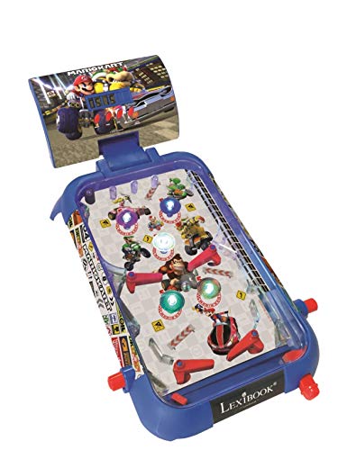 LEXIBOOK Nintendo Mario Kart Máquina electrónica de Pinball de Mesa, Juego de acción y Reflejo para niños y familias, Pantalla LCD, Efectos de luz y Sonido, Azul/Rojo (JG610NI)
