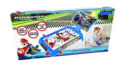 LEXIBOOK Nintendo Mario Kart Máquina electrónica de Pinball de Mesa, Juego de acción y Reflejo para niños y familias, Pantalla LCD, Efectos de luz y Sonido, Azul/Rojo (JG610NI)