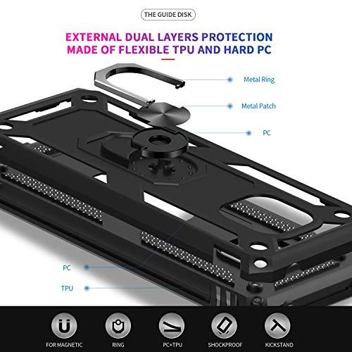 LeYi Funda Huawei Mate 20 Pro Armor Carcasa con 360 Grados Anillo iman Soporte Hard PC y Silicona TPU Bumper antigolpes Fundas Carcasas Case para movil Mate 20 Pro con HD Protector de Pantalla,Negro