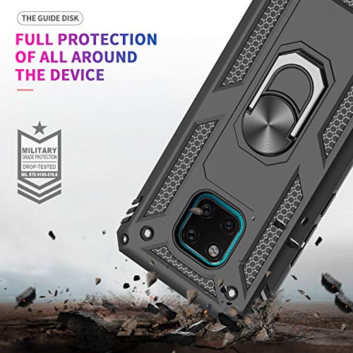 LeYi Funda Huawei Mate 20 Pro Armor Carcasa con 360 Grados Anillo iman Soporte Hard PC y Silicona TPU Bumper antigolpes Fundas Carcasas Case para movil Mate 20 Pro con HD Protector de Pantalla,Negro