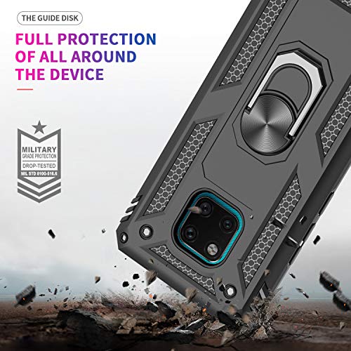 LeYi Funda Huawei Mate 20 Pro Armor Carcasa con 360 Grados Anillo iman Soporte Hard PC y Silicona TPU Bumper antigolpes Fundas Carcasas Case para movil Mate 20 Pro con HD Protector de Pantalla,Negro