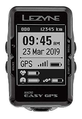 Lezyne Macro Easy - Contador GPS para Bicicleta o Bicicleta de montaña, Unisex, Color Negro, Talla única (Talla del Fabricante: t.One sizeque)