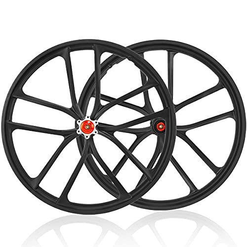 LHHL 20" Ruedas De Bicicleta De Montaña,MTB Rim Freno De Disco 7/8/9/10 Velocidades,QR Rodamiento Sellado Llanta De Aleación De Magnesio (Color : Black, Size : 20")