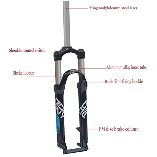 LHHL 26" 27.5" 29" Horquilla de suspensión de bicicleta de aceite / resorte MTB bici delantera bici bici bici bici de 100 mm de recorrido QR ajuste de corona 1-1/8" Dirección freno de disco, color A, tamaño 27.5"