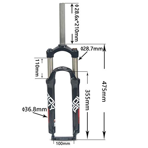 LHHL 26" 27.5" 29" Horquilla de suspensión de bicicleta de aceite / resorte MTB bici delantera bici bici bici bici de 100 mm de recorrido QR ajuste de corona 1-1/8" Dirección freno de disco, color A, tamaño 27.5"