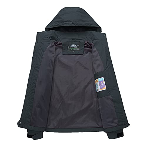 LHHMZ Chaqueta de senderismo a prueba de viento para mujer, ligera, transpirable, impermeable, al aire libre, Softshell casual abrigos con capucha, Mujer, 02negro, L