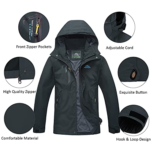 LHHMZ Chaqueta de senderismo a prueba de viento para mujer, ligera, transpirable, impermeable, al aire libre, Softshell casual abrigos con capucha, Mujer, 02negro, L