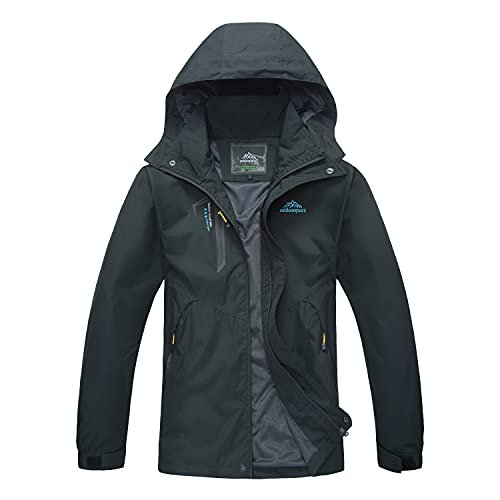 LHHMZ Chaqueta de senderismo a prueba de viento para mujer, ligera, transpirable, impermeable, al aire libre, Softshell casual abrigos con capucha, Mujer, 02negro, L