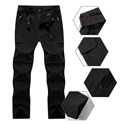 LHHMZ Hombres Secado rápido al Aire Libre Pantalones de Senderismo Convertibles Transpirable Impermeable Zip Off Pantalones de Escalada para Caminar