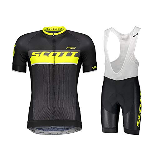 LHZTZKA Conjunto de Ropa de Ciclismo para Hombre, Camisa de Manga Corta Transpirable para Bicicleta de Manga Corta + Cojín 3D Pantalones Cortos de Montar Acolchados Pantalones