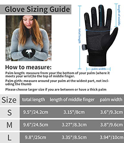 LIANG'S CO. Guantes de Ciclismo y Running para Hombre Guantes de Invierno Antideslizantes Guantes de Pantalla TáCtil Guantes TéRmicos a Prueba de Viento para Deportes al Aire Libre Trabajo (M, Negro)