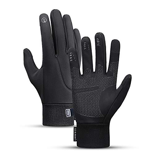 LIANG'S CO. Guantes de Ciclismo y Running para Hombre Guantes de Invierno Antideslizantes Guantes de Pantalla TáCtil Guantes TéRmicos a Prueba de Viento para Deportes al Aire Libre Trabajo (M, Negro)