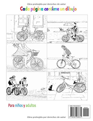 Libro de colorear 50 dibujos de bicicletas ciclistas para colorear: un buen libro de 8.5" x 11" pulgadas para pasatiempos, diversión, entretenimiento ... adolescentes, adultos, hombres y mujeres