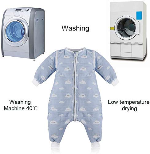 Lictin Saco de Dormir para Bebés-Saco de Dormir para Bebés con Mangas Extraíbles para Bebés Niños de 1-3 años de 75 a 95 cm 2.0 TOG Motivo de Cielo Azul y Nubes Blancas