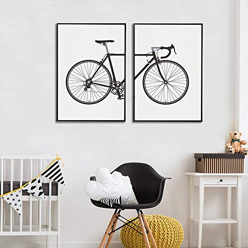 Lienzo Imprimir Estilo Simple Arte Pintura, Bicicleta 2 Piezas Panel Chorro De Tinta Pintura Hogar Salón Pared Decoración Pintura,Noframe,30x40cmx2pcs