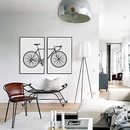 Lienzo Imprimir Estilo Simple Arte Pintura, Bicicleta 2 Piezas Panel Chorro De Tinta Pintura Hogar Salón Pared Decoración Pintura,Noframe,30x40cmx2pcs