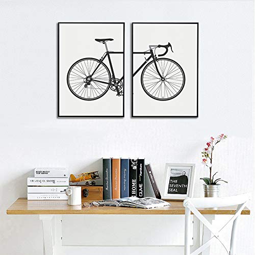 Lienzo Imprimir Estilo Simple Arte Pintura, Bicicleta 2 Piezas Panel Chorro De Tinta Pintura Hogar Salón Pared Decoración Pintura,Noframe,30x40cmx2pcs