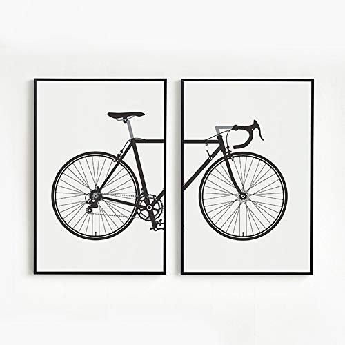 Lienzo Imprimir Estilo Simple Arte Pintura, Bicicleta 2 Piezas Panel Chorro De Tinta Pintura Hogar Salón Pared Decoración Pintura,Noframe,30x40cmx2pcs