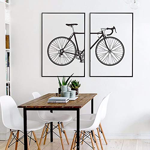 Lienzo Imprimir Estilo Simple Arte Pintura, Bicicleta 2 Piezas Panel Chorro De Tinta Pintura Hogar Salón Pared Decoración Pintura,Noframe,30x40cmx2pcs