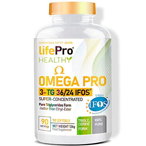 Life Pro Omega 3 Pro IFOS TG36/24 90 Softgel de Alta Potencia | Destilado para Mayor Pureza | La Mejor Fuente de Ácidos Grasos