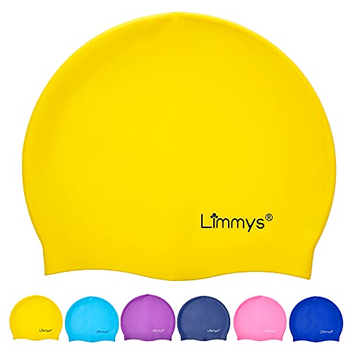 Limmys Gorro Piscina para Niños – Gorro Piscina Niño 100% Silicona – Gorro Piscina Niña – Gorros de Piscina Cómodos, Elásticos y de Calidad – Gorro de Natación Infantil Atractivos (Amarillo)