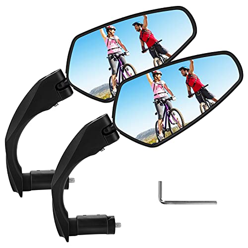 LINGSFIRE Espejos de Bicicleta, 2pcs Bicicleta Ciclismo Espejos Retrovisores Manillar Giratorio Retrovisor Ajustable Montado Gran Angular Espejo Convexo para Bicicleta de Montaña Carretera (Interior)