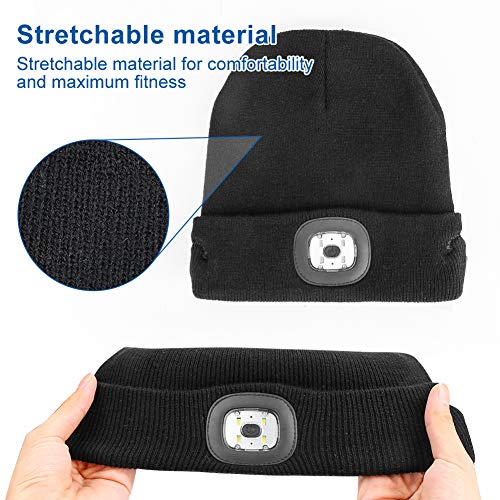 LINGSFIRE Gorro de música Unisex con Bluetooth Gorro de Punto con Auriculares inalámbricos, Gorro LED con Bufanda, Gorro de Punto de Invierno cálido y Suave Recargable para Deportes al Aire Libre