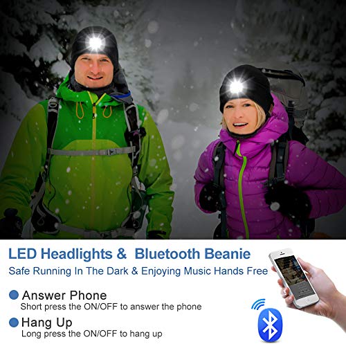 LINGSFIRE Gorro de música Unisex con Bluetooth Gorro de Punto con Auriculares inalámbricos, Gorro LED con Bufanda, Gorro de Punto de Invierno cálido y Suave Recargable para Deportes al Aire Libre