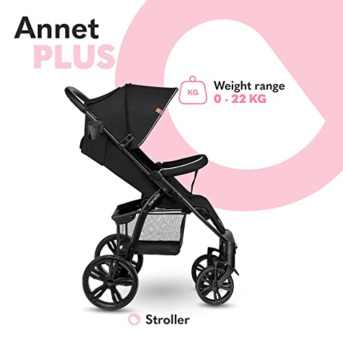 LIONELO Annet Silla de Pase Para niños hasta 22 kg 0-48M ajuste del respaldo hasta posición horizontal Capucha XXL Plegable fácil con ventana Mosquitera