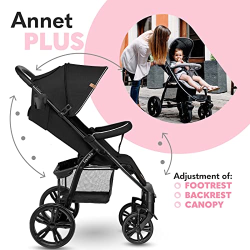 LIONELO Annet Silla de Pase Para niños hasta 22 kg 0-48M ajuste del respaldo hasta posición horizontal Capucha XXL Plegable fácil con ventana Mosquitera