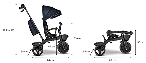 LIONELO Kori Bicicleta 2 en 1 Niño hasta 25 kg 1,5-5 años Triciclo y bicicleta de paseo Cinturones de 3 puntos con fundas Cubierta de llanta pesa solo 9 kg 2 cestas para juguetes Azul