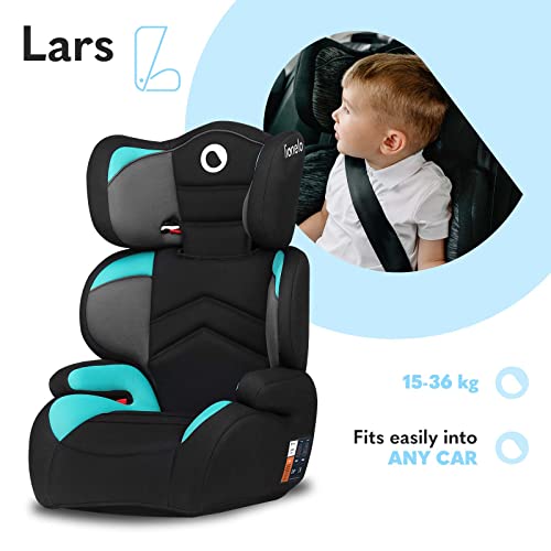 LIONELO Lars silla coche grupo 2-3 para niños 15-36 kg regulación de altura del reposacabezas en 6 niveles montaje con cinturones estructura ImpactGuard