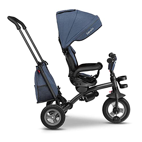 LIONELO Tris Bicicleta 2 en 1 Niño hasta 25 kg 12-60M Triciclo y carrito- bicicleta Cinturones de 3 puntos con fundas Regulación gradual del respaldo de 3 niveles Jeans