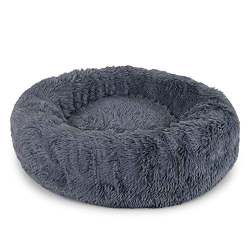 lionto by dibea Cama perros redonda cojín gatos sofá para perros donut (4XL) Ø 120 cm Gris oscuro