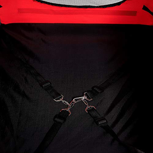 lionto by dibea Remolque de bicicleta para perros con enganche de remolque y cinturones de seguridad remolque para perros rojo/negro